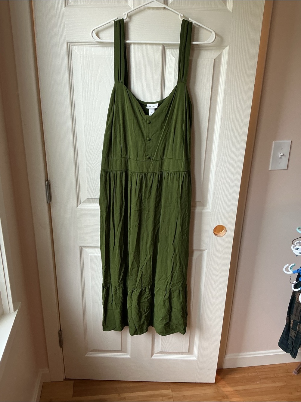 Ava & Viv Olive Midi Sundress with Button Bodice